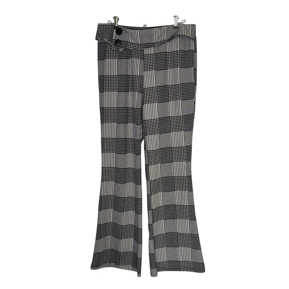 Shein Curve Black/White Mod Houndstooth Hippie Bell Bottom Pants 1Xā